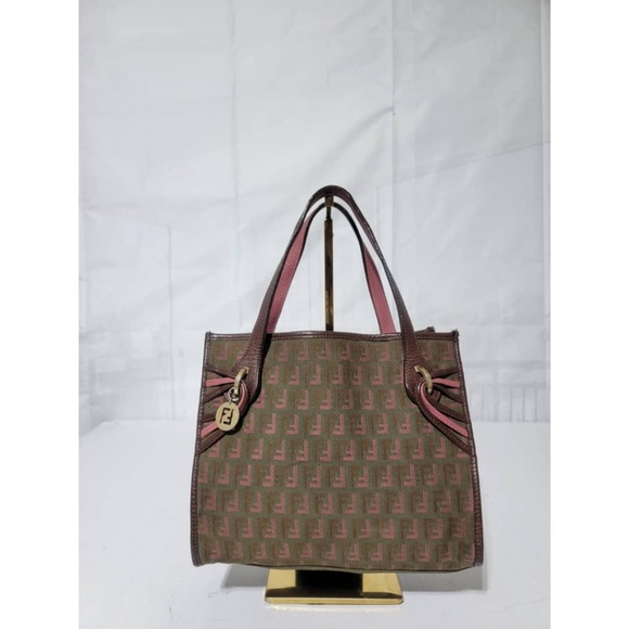 Authentic FENDI MINI CABAS MONOGRAM CANVAS FF ZUCCHINO TOTE BAG - Picture 1 of 13